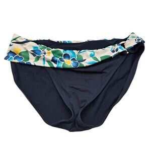 Nautica Womens Sz XL Bikini Swimsuit Bottom Navy Blue W/ Floral Print